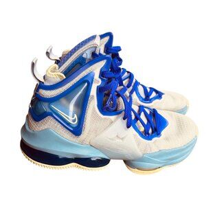 Nike LeBron 19 Easter Aura Basketball Shoes Youth 5Y Blue & White Sneakers